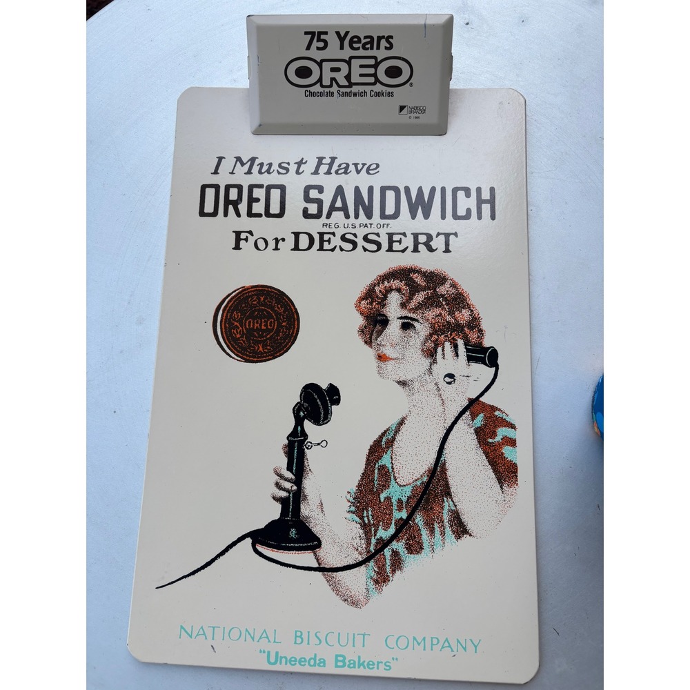 Vintage 1986 Oreo 75th Anniversary Metal‎ Clipboard Nabisco Advertising Retro